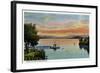 Lake Winnipesaukee, Maine - Sunset Scene on the Lake-Lantern Press-Framed Art Print