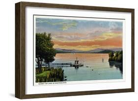 Lake Winnipesaukee, Maine - Sunset Scene on the Lake-Lantern Press-Framed Art Print