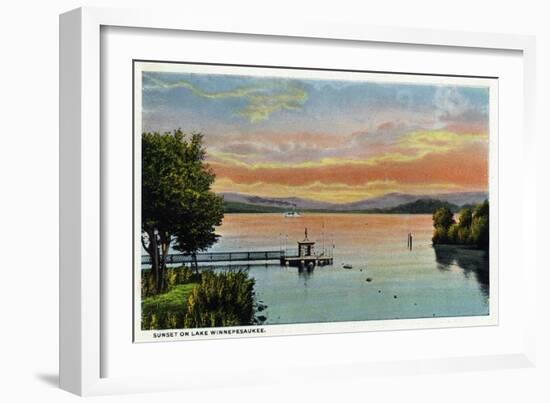 Lake Winnipesaukee, Maine - Sunset Scene on the Lake-Lantern Press-Framed Art Print