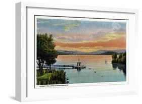 Lake Winnipesaukee, Maine - Sunset Scene on the Lake-Lantern Press-Framed Art Print
