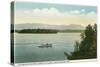 Lake Winnipesaukee, Maine - Three Mile Island View of the Ossipee Mts-Lantern Press-Stretched Canvas