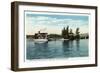 Lake Winnipesaukee, Maine - Uncle Sam Steamer at the Loon Island Landing-Lantern Press-Framed Art Print