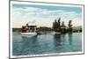 Lake Winnipesaukee, Maine - Uncle Sam Steamer at the Loon Island Landing-Lantern Press-Mounted Art Print