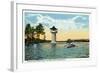 Lake Winnipesaukee, Maine - View of the Spindle Point Observatory, the Weirs-Lantern Press-Framed Art Print