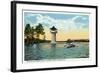 Lake Winnipesaukee, Maine - View of the Spindle Point Observatory, the Weirs-Lantern Press-Framed Art Print