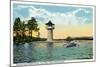 Lake Winnipesaukee, Maine - View of the Spindle Point Observatory, the Weirs-Lantern Press-Mounted Art Print