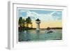 Lake Winnipesaukee, Maine - View of the Spindle Point Observatory, the Weirs-Lantern Press-Framed Art Print
