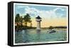 Lake Winnipesaukee, Maine - View of the Spindle Point Observatory, the Weirs-Lantern Press-Framed Stretched Canvas