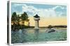 Lake Winnipesaukee, Maine - View of the Spindle Point Observatory, the Weirs-Lantern Press-Stretched Canvas
