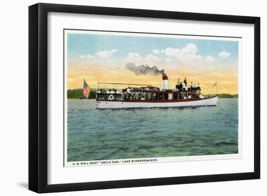 Lake Winnipesaukee, Maine - View of the US Mail Boat Uncle Sam-Lantern Press-Framed Art Print