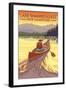 Lake Winnipesaukee, New Hampshire - Canoe Sunset-Lantern Press-Framed Art Print