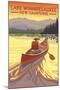 Lake Winnipesaukee, New Hampshire - Canoe Sunset-Lantern Press-Mounted Art Print