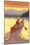 Lake Winnipesaukee, New Hampshire - Canoe Sunset-Lantern Press-Mounted Art Print