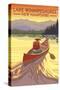 Lake Winnipesaukee, New Hampshire - Canoe Sunset-Lantern Press-Stretched Canvas
