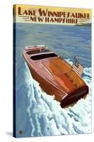 Lake Winnipesaukee, New Hampshire - Chris Craft Boat-Lantern Press-Stretched Canvas