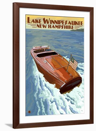 Lake Winnipesaukee, New Hampshire - Chris Craft Boat-Lantern Press-Framed Art Print