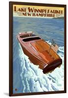 Lake Winnipesaukee, New Hampshire - Chris Craft Boat-Lantern Press-Framed Art Print