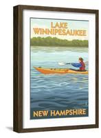 Lake Winnipesaukee, New Hampshire - Kayak Scene-Lantern Press-Framed Art Print