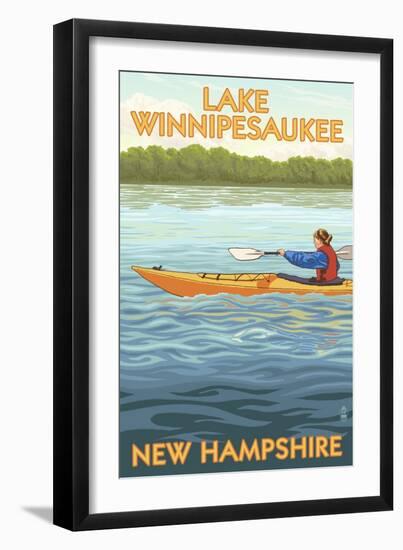 Lake Winnipesaukee, New Hampshire - Kayak Scene-Lantern Press-Framed Art Print