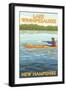 Lake Winnipesaukee, New Hampshire - Kayak Scene-Lantern Press-Framed Art Print