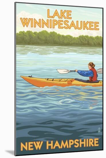 Lake Winnipesaukee, New Hampshire - Kayak Scene-Lantern Press-Mounted Art Print