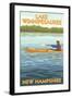 Lake Winnipesaukee, New Hampshire - Kayak Scene-Lantern Press-Framed Art Print