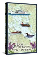 Lake Winnipesaukee, New Hampshire - Lake Chart-Lantern Press-Stretched Canvas