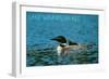 Lake Winnipesaukee, New Hampshire - Loon with Chick - Lantern Press Photography (James T. Jones)-Lantern Press-Framed Art Print