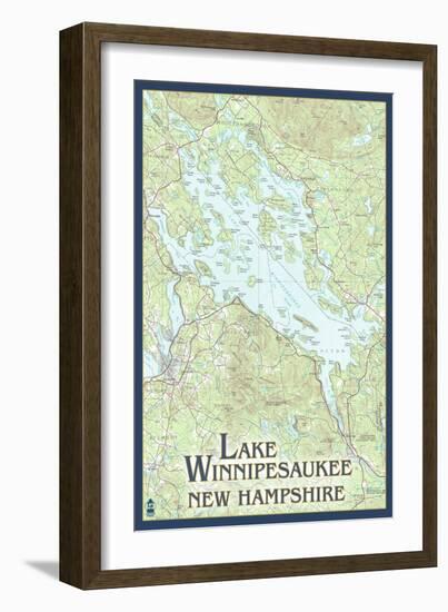 Lake Winnipesaukee, New Hampshire - No Icons-Lantern Press-Framed Art Print