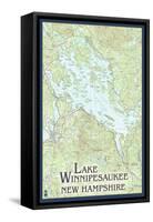 Lake Winnipesaukee, New Hampshire - No Icons-Lantern Press-Framed Stretched Canvas