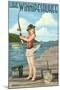Lake Winnipesaukee, New Hampshire - Pinup Girl Fishing-Lantern Press-Mounted Art Print