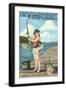 Lake Winnipesaukee, New Hampshire - Pinup Girl Fishing-Lantern Press-Framed Art Print