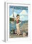 Lake Winnipesaukee, New Hampshire - Pinup Girl Fishing-Lantern Press-Framed Art Print