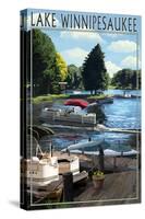 Lake Winnipesaukee, New Hampshire - Pontoon and Lake-Lantern Press-Stretched Canvas