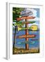 Lake Winnipesaukee, New Hampshire - Signpost Destinations-Lantern Press-Framed Art Print