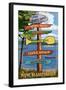 Lake Winnipesaukee, New Hampshire - Signpost Destinations-Lantern Press-Framed Art Print