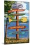 Lake Winnipesaukee, New Hampshire - Signpost Destinations-Lantern Press-Mounted Art Print