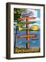 Lake Winnipesaukee, New Hampshire - Signpost Destinations-Lantern Press-Framed Art Print