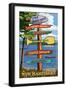 Lake Winnipesaukee, New Hampshire - Signpost Destinations-Lantern Press-Framed Art Print