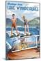 Lake Winnipesaukee, New Hampshire - Water Skiing Scene-Lantern Press-Mounted Art Print