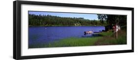 Lake with Cabin and Boat, Near Falun, Dalarna, Sweden-null-Framed Photographic Print