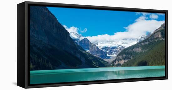 Lake with Canadian Rockies in the Background, Lake Louise, Banff National Park, Alberta, Canada-null-Framed Stretched Canvas