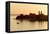 Lake with Castle Church at Sundown, Friedrichshafen, Lake of Constance, Baden-Wurttemberg, Germany-Ernst Wrba-Framed Stretched Canvas