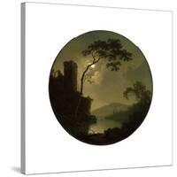 Lake with Castle on a Hill, 1787-Joseph Wright of Derby-Stretched Canvas