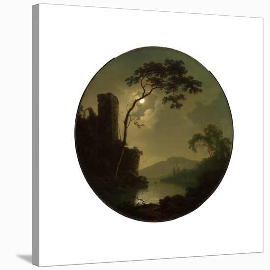 Lake with Castle on a Hill, 1787-Joseph Wright of Derby-Stretched Canvas