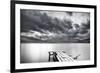 Lake with Dock Mountains & Clouds-Nish Nalbandian-Framed Premium Giclee Print