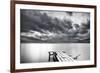 Lake with Dock Mountains & Clouds-Nish Nalbandian-Framed Premium Giclee Print