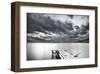 Lake with Dock Mountains & Clouds-Nish Nalbandian-Framed Art Print