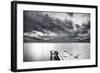 Lake with Dock Mountains & Clouds-Nish Nalbandian-Framed Art Print