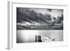 Lake with Dock Mountains & Clouds-Nish Nalbandian-Framed Art Print